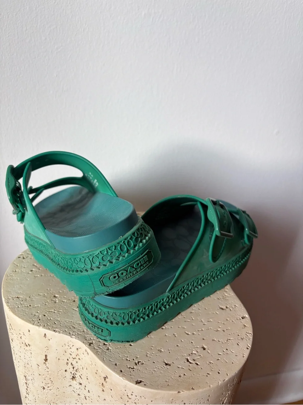 Coach- Bright Green Lucy Rubber Platform Sandals